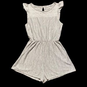 Caution To The Wind Knit Gray and White Romper